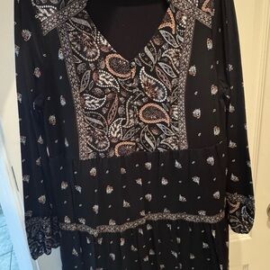 Elegant Black Paisley Dress